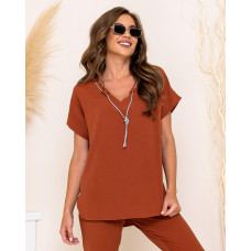 Брючний костюм з намистом, арт. 432, теракот