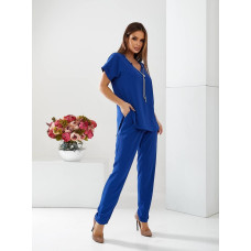 Брючний костюм з намистом, арт. 432, електрик