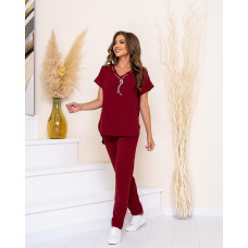 Брючний костюм з намистом, арт. 432, бордо