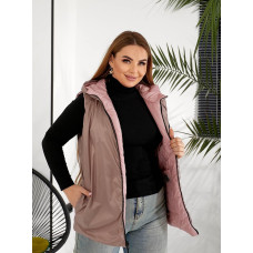 Жилет двосторонній, арт.369, (мілка стяжка), пудра мокко