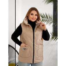 Жилет двосторонній, арт.369/1, (крупна стяжка), кава беж