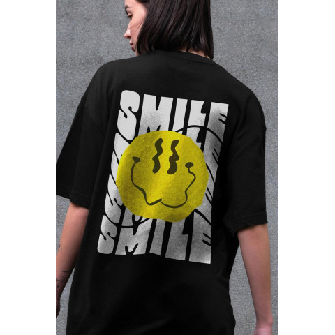 Жіноча Оверсайз Футболка З Принтом Without Smile Black