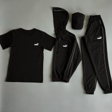 Спортивний костюм + Кепка + Футболка PUMA Чорний колір