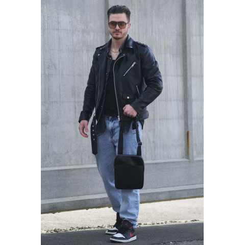 Чоловіча Шкіряна Сумка Месенджер Without Metal Black