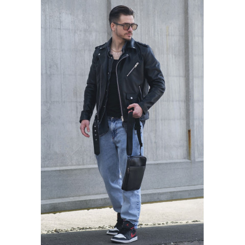 Чоловіча Шкіряна Сумка Месенджер Without Metal Black