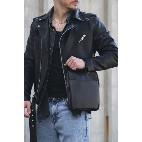 Чоловіча Шкіряна Сумка Месенджер Without Metal Black