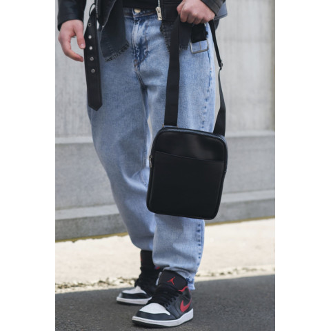 Чоловіча Шкіряна Сумка Месенджер Without Metal Black