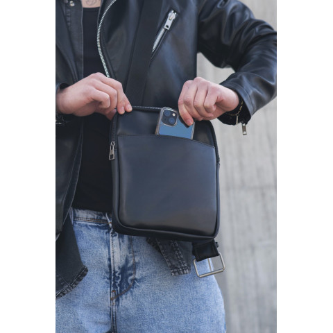 Чоловіча Шкіряна Сумка Месенджер Without Metal Black