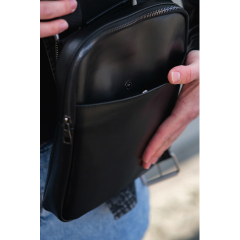 Чоловіча Шкіряна Сумка Месенджер Without Metal Black