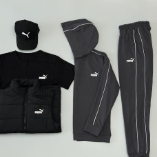 Спортивний костюм + Кепка + Футболка + Жилетка PUMA сірий