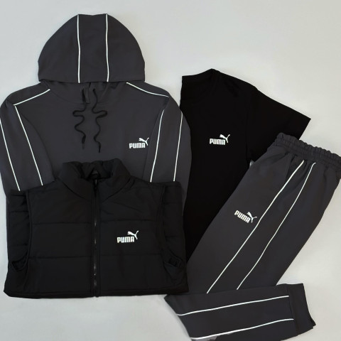 Спортивний костюм + Кепка + Футболка + Жилетка PUMA сірий