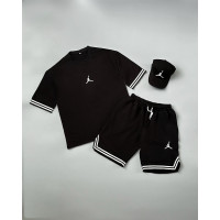 Літній комплект футболка+шорти+кепка Air Jordan чорний