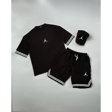 Літній комплект футболка+шорти+кепка Air Jordan чорний