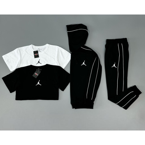 Спортивний костюм(чорний) + футболка(біла)+футболка(чорна) Air Jordan