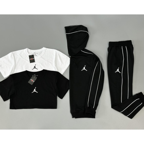 Спортивний костюм(чорний) + футболка(біла)+футболка(чорна) Air Jordan
