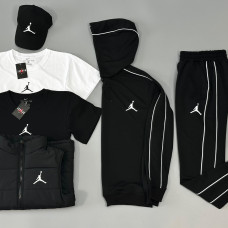 Спортивний костюм(чорний)+футболка(біла)+футболка(чорна)+кепка+жилетка Air Jordan