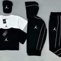 Спортивний костюм(чорний) + футболка(біла)+футболка(чорна)+ кепка Air Jordan