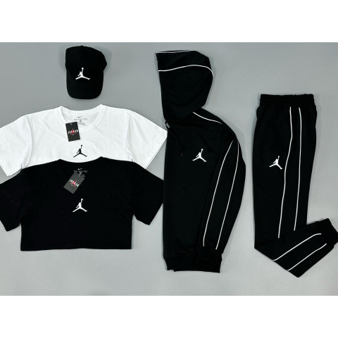 Спортивний костюм(чорний) + футболка(біла)+футболка(чорна)+ кепка Air Jordan