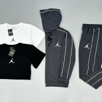 Спортивний костюм(сірий) + футболка(біла)+футболка(чорна) Air Jordan