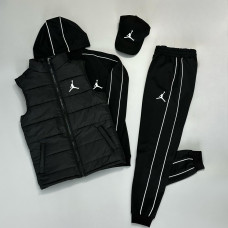 Спортивний костюм + кепка + жилетка Air Jordan чорний