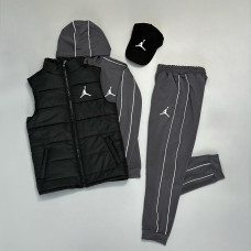 Спортивний костюм + кепка + жилетка Air Jordan сірий
