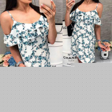 Сукня з відкритими плечами, арт. 102, блакитна гілочка