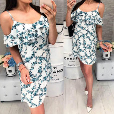 Сукня з відкритими плечами, арт. 102, блакитна гілочка