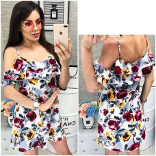 Сукня з відкритими плечами, арт. 102, сірий лист