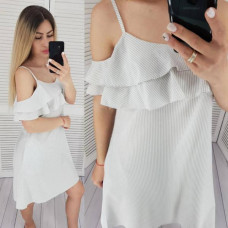 Сукня з відкритими плечами, арт. 102, сіра смужка