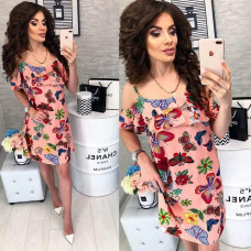 Сукня з відкритими плечами, арт. 102, метелик на персиковому