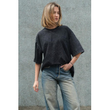 Жіноча Виварена Оверсайз Футболка Without Washed Black