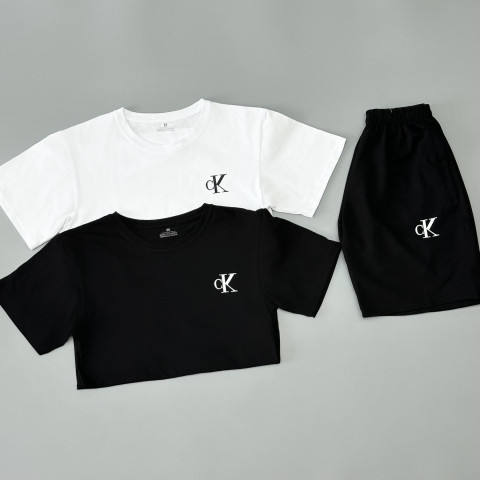 Футболка біла + футболка чорна + шорти Calvin Klein