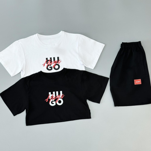 Футболка чорна + футболка біла + шорти HUGO
