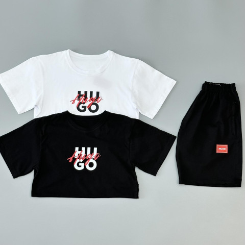 Футболка чорна + футболка біла + шорти HUGO