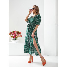 Сукня арт.483 зелене в мілку квітку