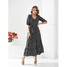 Сукня арт.483 чорне в мілку квітку