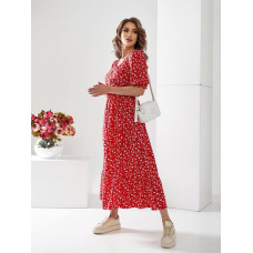 Сукня арт.483 червоний в мілку квітку
