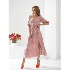Сукня арт.483 пудра в мілку квітку
