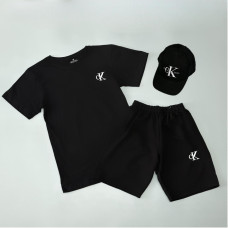 Футболка чорна + шорти + кепка Calvin Klein