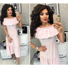 Скня міді з воланом на плечах, арт. 101, рожева смужка