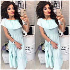 Скня міді з воланом на плечах, арт. 101, ментол смужка