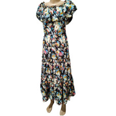 Скня міді з воланом на плечах, арт. 101, рози на чорному