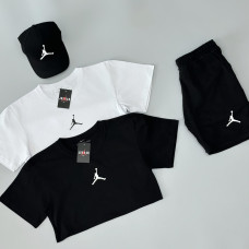 Футболка(біла) + футболка(чорна) + шорти + кепка Air Jordan