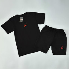 Футболка(чорна)+шорти Air Jordan класичний (червоний логотип)