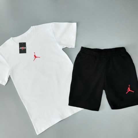 Футболка(біла)+шорти Air Jordan класичний (червоний логотип)