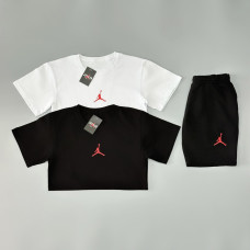 Футболка(чорна)+ футболка(біла) + шорти Air Jordan (червоний логотип)