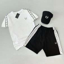 Футболка (біла) + шорти + кепка Fred Perry Lampas