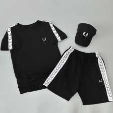 Футболка (чорна) + шорти + кепка Fred Perry Lampas