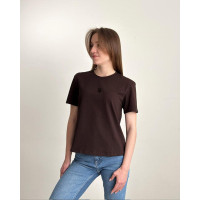 Футболка жіноча Pobedov Freedom - ГЕРБ ЧОРНА ВИШИВКА Шоколадний