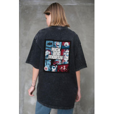 Жіноча Виварена Оверсайз Футболка Without Washed З Принтом Rick and Morty Black